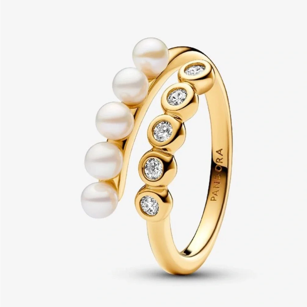 Pandora Treated Freshwater Cultured‎ Pearls & Stones Open Ring NEW